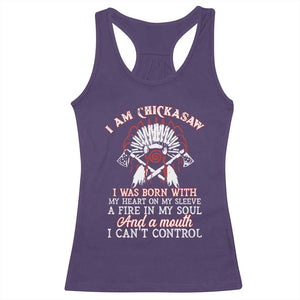Chickasaw Indians Racerback Tank Top I Am Chickasaw I Was Born With My Heart On My Sleeve War Bonnet TS11 Purple Print Your Wear