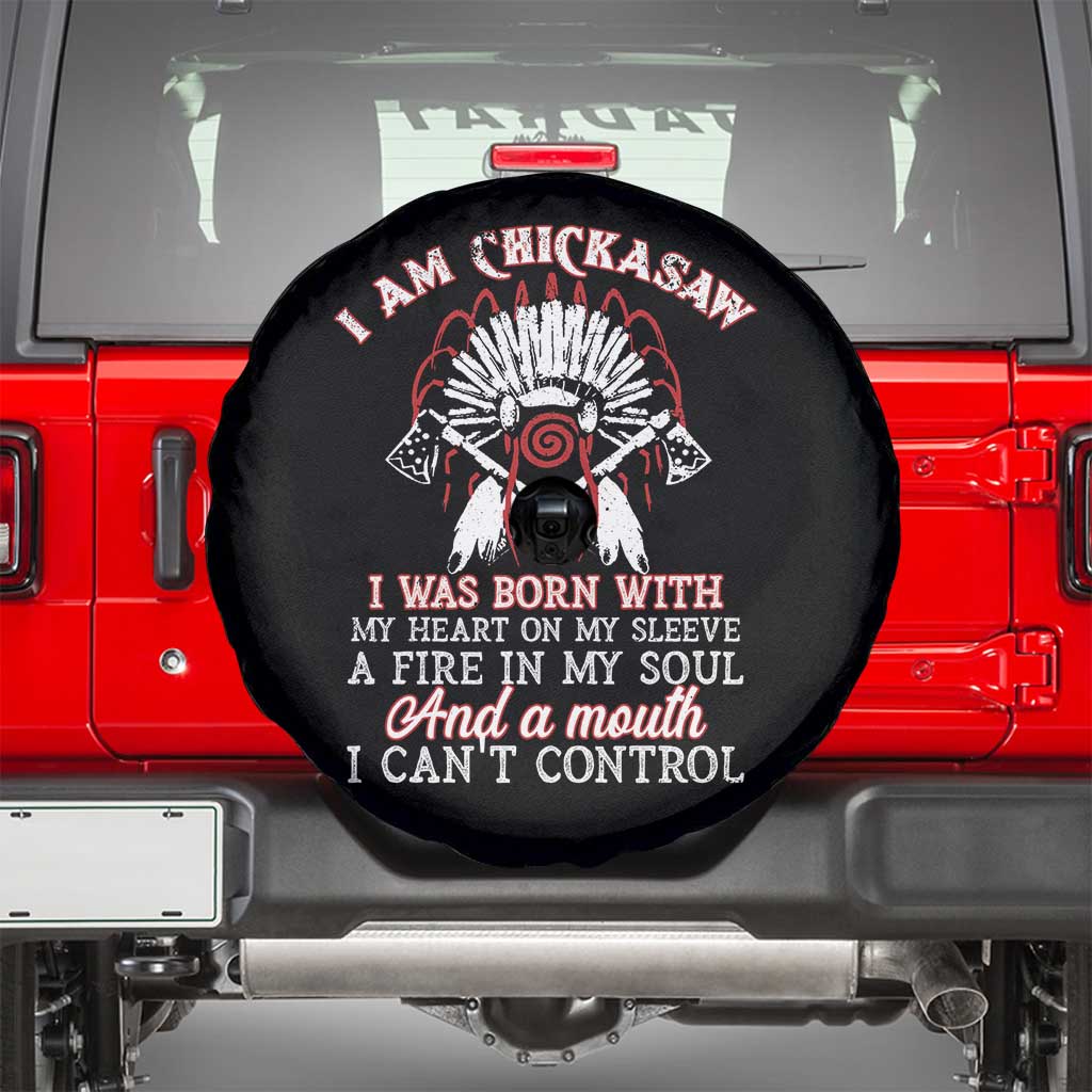 Chickasaw Indians Spare Tire Cover I Am Chickasaw I Was Born With My Heart On My Sleeve War Bonnet TS11 Black Print Your Wear