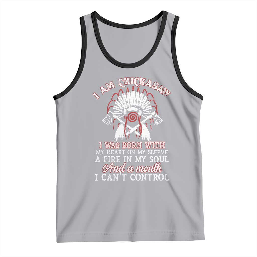 Chickasaw Indians Tank Top I Am Chickasaw I Was Born With My Heart On My Sleeve War Bonnet TS11 Athletic Heather Black Print Your Wear