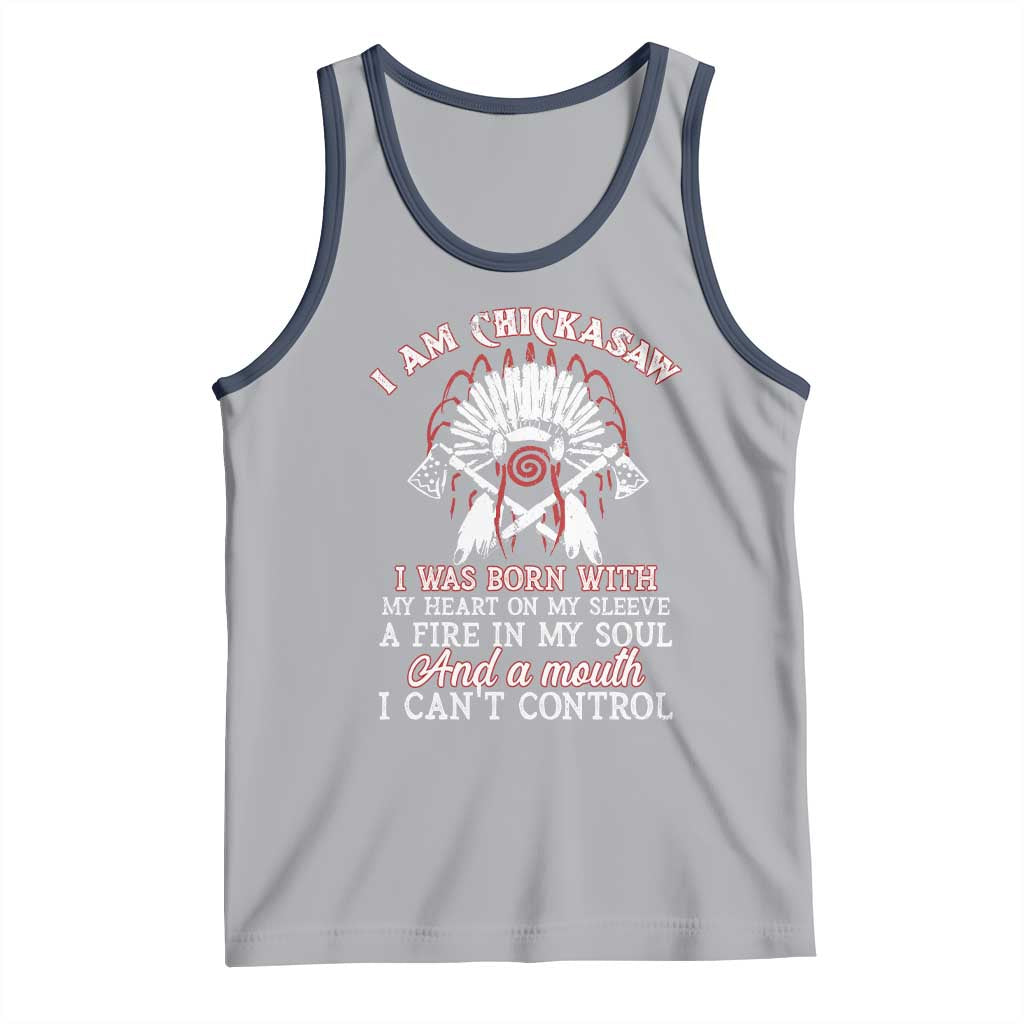 Chickasaw Indians Tank Top I Am Chickasaw I Was Born With My Heart On My Sleeve War Bonnet TS11 Athletic Heather Navy Print Your Wear