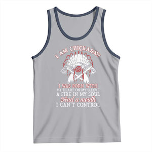 Chickasaw Indians Tank Top I Am Chickasaw I Was Born With My Heart On My Sleeve War Bonnet TS11 Athletic Heather Navy Print Your Wear