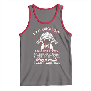 Chickasaw Indians Tank Top I Am Chickasaw I Was Born With My Heart On My Sleeve War Bonnet TS11 Deep Heather Red Print Your Wear