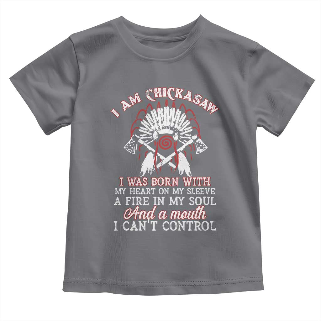 Chickasaw Indians Toddler T Shirt I Am Chickasaw I Was Born With My Heart On My Sleeve War Bonnet TS11 Charcoal Print Your Wear