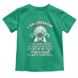 Chickasaw Indians Toddler T Shirt I Am Chickasaw I Was Born With My Heart On My Sleeve War Bonnet TS11 Irish Green Print Your Wear