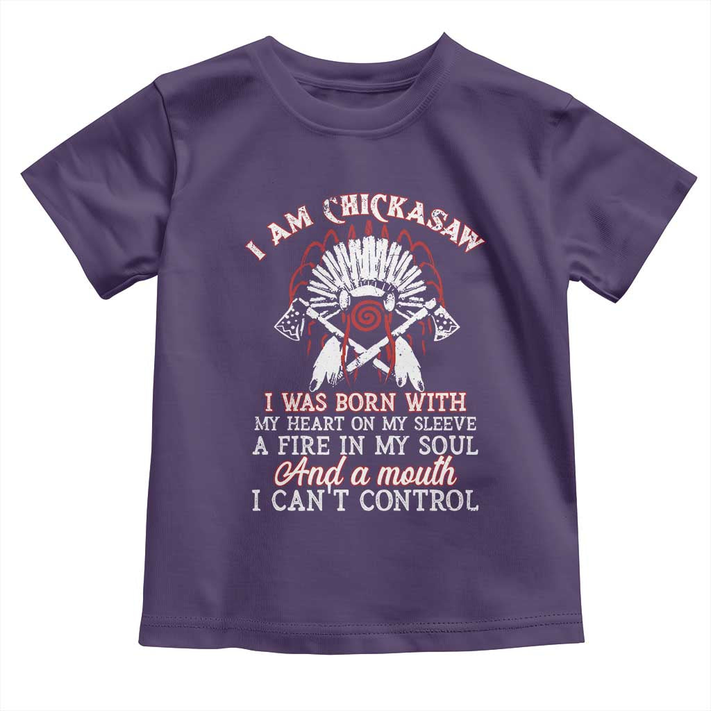 Chickasaw Indians Toddler T Shirt I Am Chickasaw I Was Born With My Heart On My Sleeve War Bonnet TS11 Purple Print Your Wear