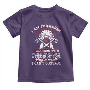 Chickasaw Indians Toddler T Shirt I Am Chickasaw I Was Born With My Heart On My Sleeve War Bonnet TS11 Purple Print Your Wear