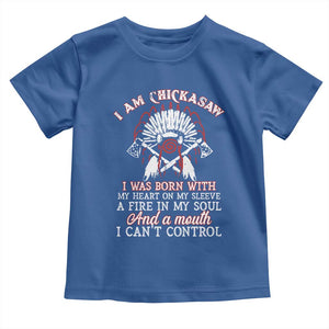 Chickasaw Indians Toddler T Shirt I Am Chickasaw I Was Born With My Heart On My Sleeve War Bonnet TS11 Royal Blue Print Your Wear