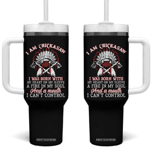 Chickasaw Indians Tumbler With Handle I Am Chickasaw I Was Born With My Heart On My Sleeve War Bonnet TS11 One Size: 40 oz Black Print Your Wear