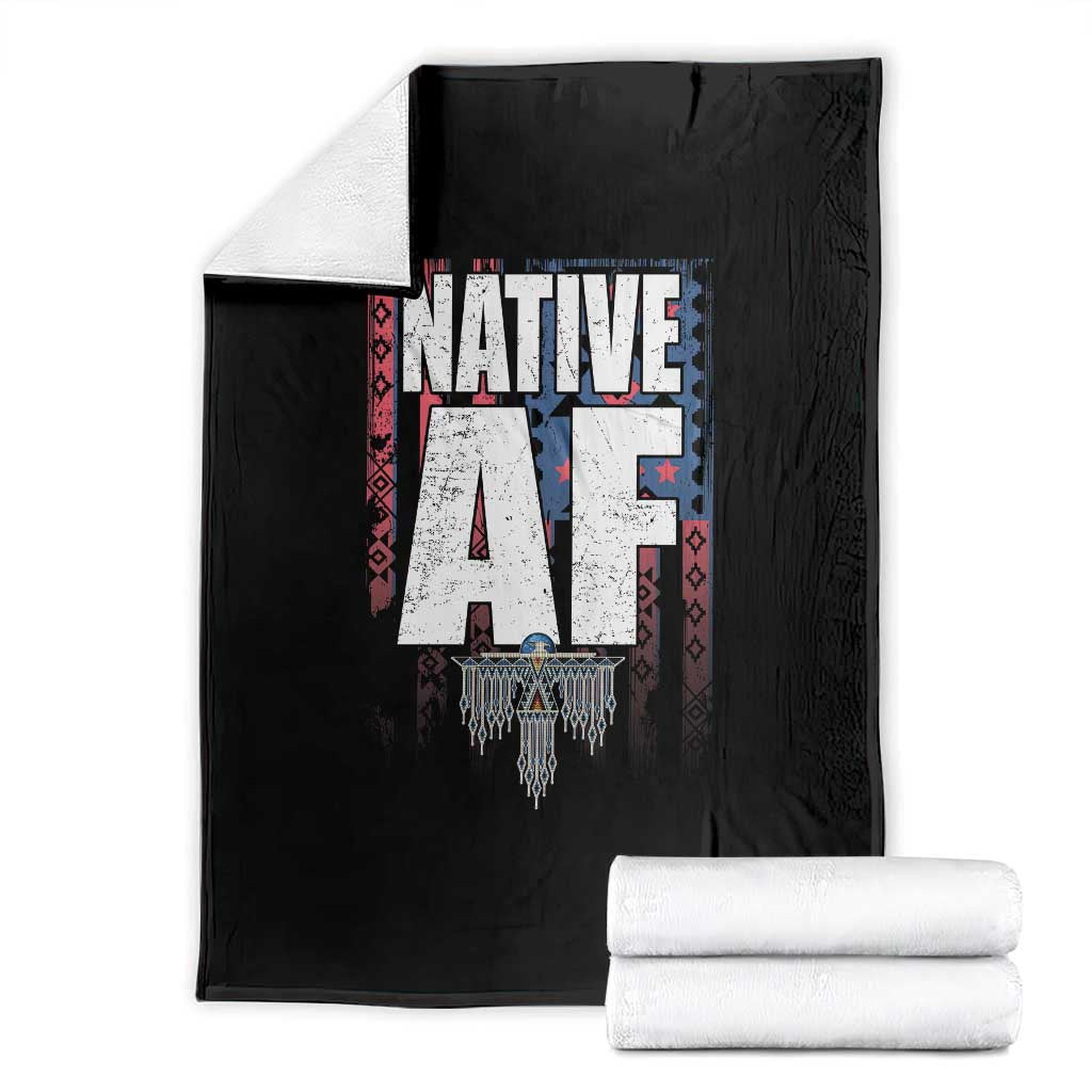 Native American Indian Throw Blanket Native AF Indigenous Vintage Thunderbird TS11 Black Print Your Wear
