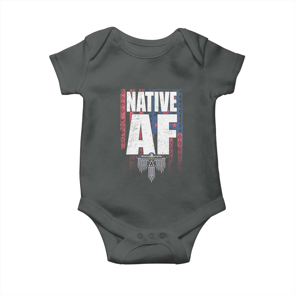 Native American Indian Baby Onesie Native AF Indigenous Vintage Thunderbird TS11 Dark Heather Print Your Wear