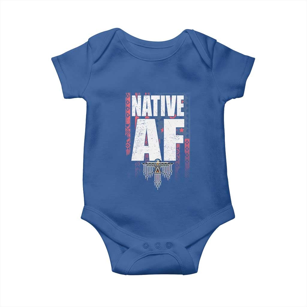 Native American Indian Baby Onesie Native AF Indigenous Vintage Thunderbird TS11 Royal Blue Print Your Wear