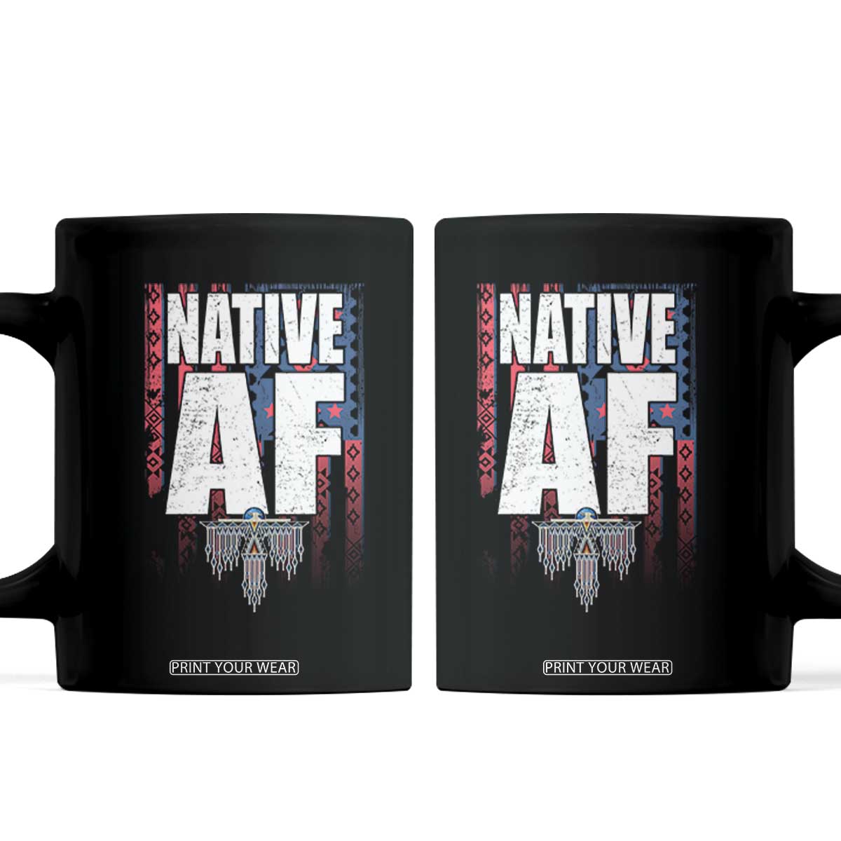 Native American Indian Coffee Mug Native AF Indigenous Vintage Thunderbird TS11 Black Print Your Wear