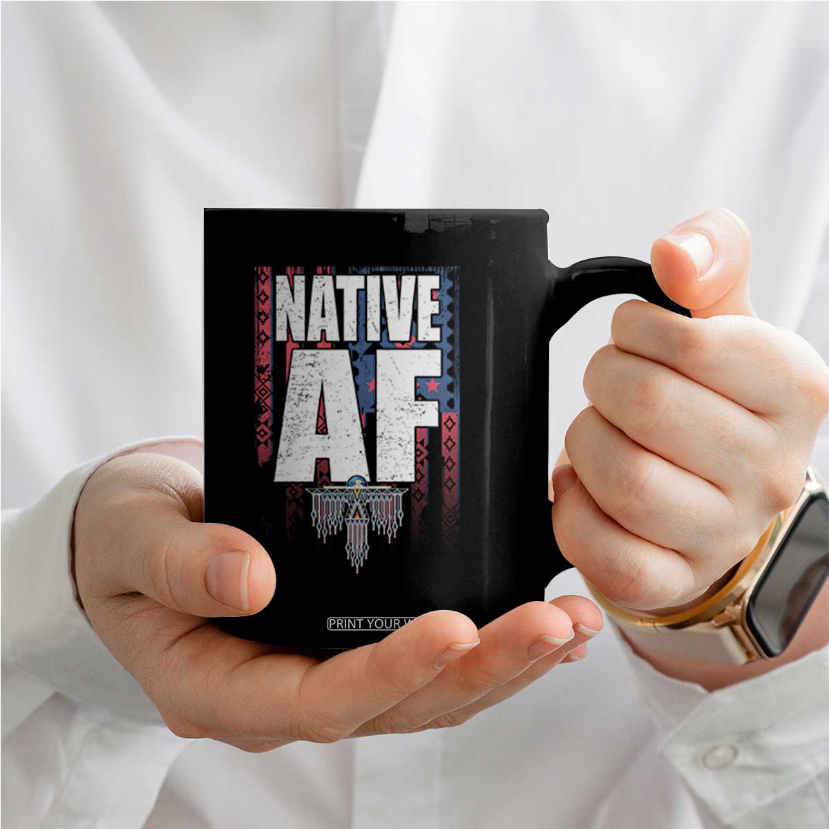 Native American Indian Coffee Mug Native AF Indigenous Vintage Thunderbird TS11 Print Your Wear