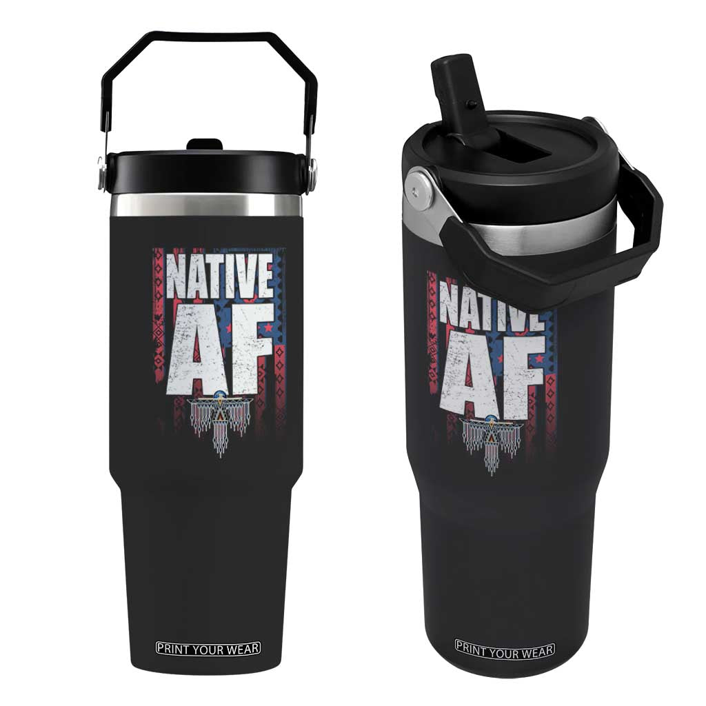 Native American Indian Flip Straw Tumbler Native AF Indigenous Vintage Thunderbird TS11 One Size: 30 oz Black Print Your Wear