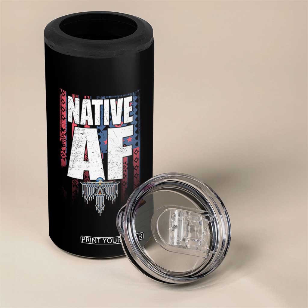 Native American Indian 4 in 1 Can Cooler Tumbler Native AF Indigenous Vintage Thunderbird TS11 Print Your Wear