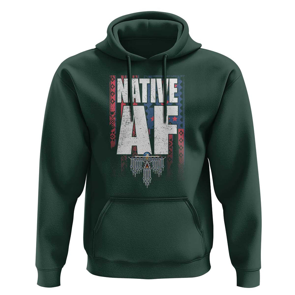 Native American Indian Hoodie Native AF Indigenous Vintage Thunderbird TS11 Dark Forest Green Print Your Wear
