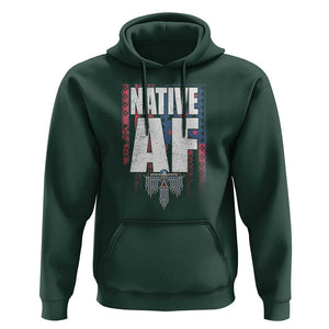 Native American Indian Hoodie Native AF Indigenous Vintage Thunderbird TS11 Dark Forest Green Print Your Wear