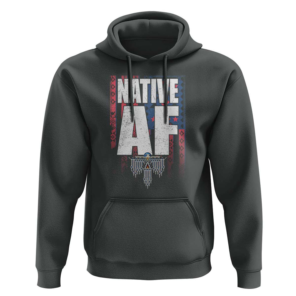 Native American Indian Hoodie Native AF Indigenous Vintage Thunderbird TS11 Dark Heather Print Your Wear