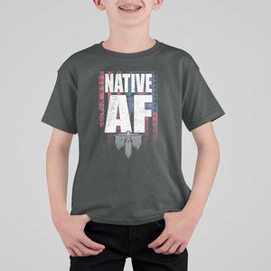 Native American Indian T Shirt For Kid Native AF Indigenous Vintage Thunderbird TS11 Dark Heather Print Your Wear