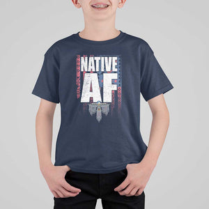 Native American Indian T Shirt For Kid Native AF Indigenous Vintage Thunderbird TS11 Navy Print Your Wear