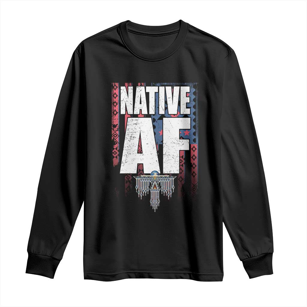 Native American Indian Long Sleeve Shirt Native AF Indigenous Vintage Thunderbird TS11 Black Print Your Wear
