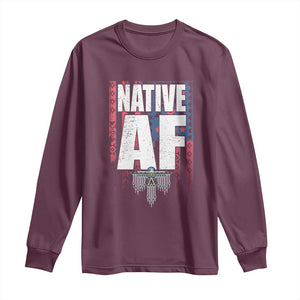 Native American Indian Long Sleeve Shirt Native AF Indigenous Vintage Thunderbird TS11 Maroon Print Your Wear