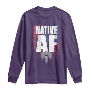 Native American Indian Long Sleeve Shirt Native AF Indigenous Vintage Thunderbird TS11 Purple Print Your Wear