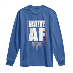 Native American Indian Long Sleeve Shirt Native AF Indigenous Vintage Thunderbird TS11 Royal Blue Print Your Wear