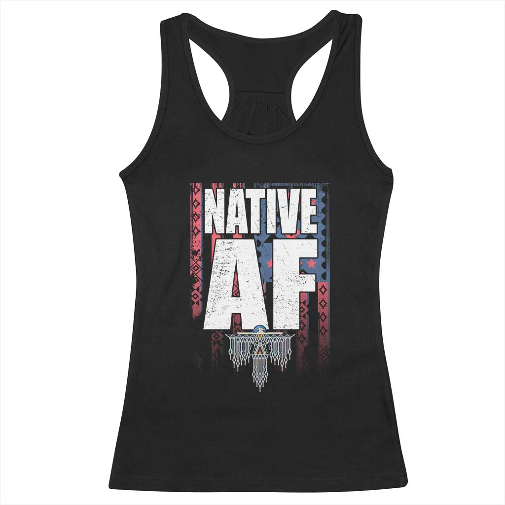 Native American Indian Racerback Tank Top Native AF Indigenous Vintage Thunderbird TS11 Black Print Your Wear