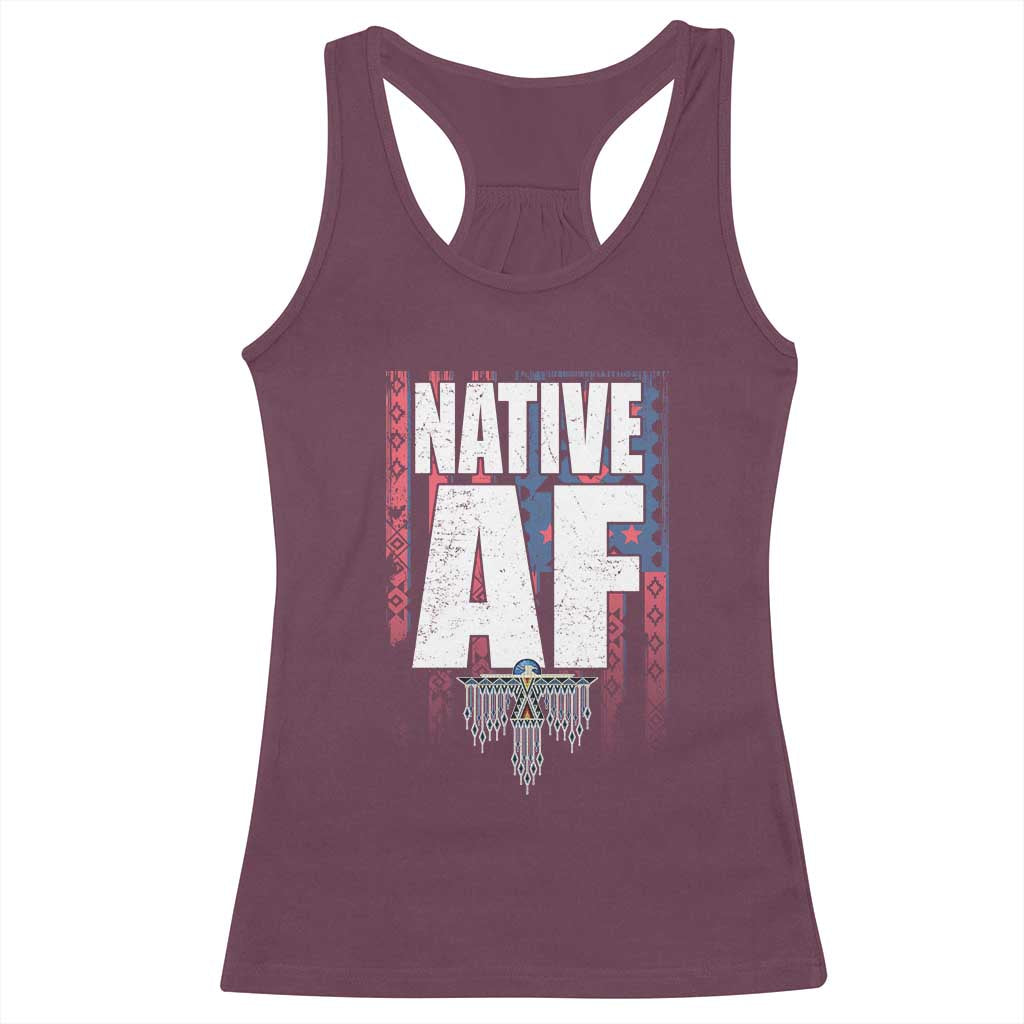 Native American Indian Racerback Tank Top Native AF Indigenous Vintage Thunderbird TS11 Maroon Print Your Wear