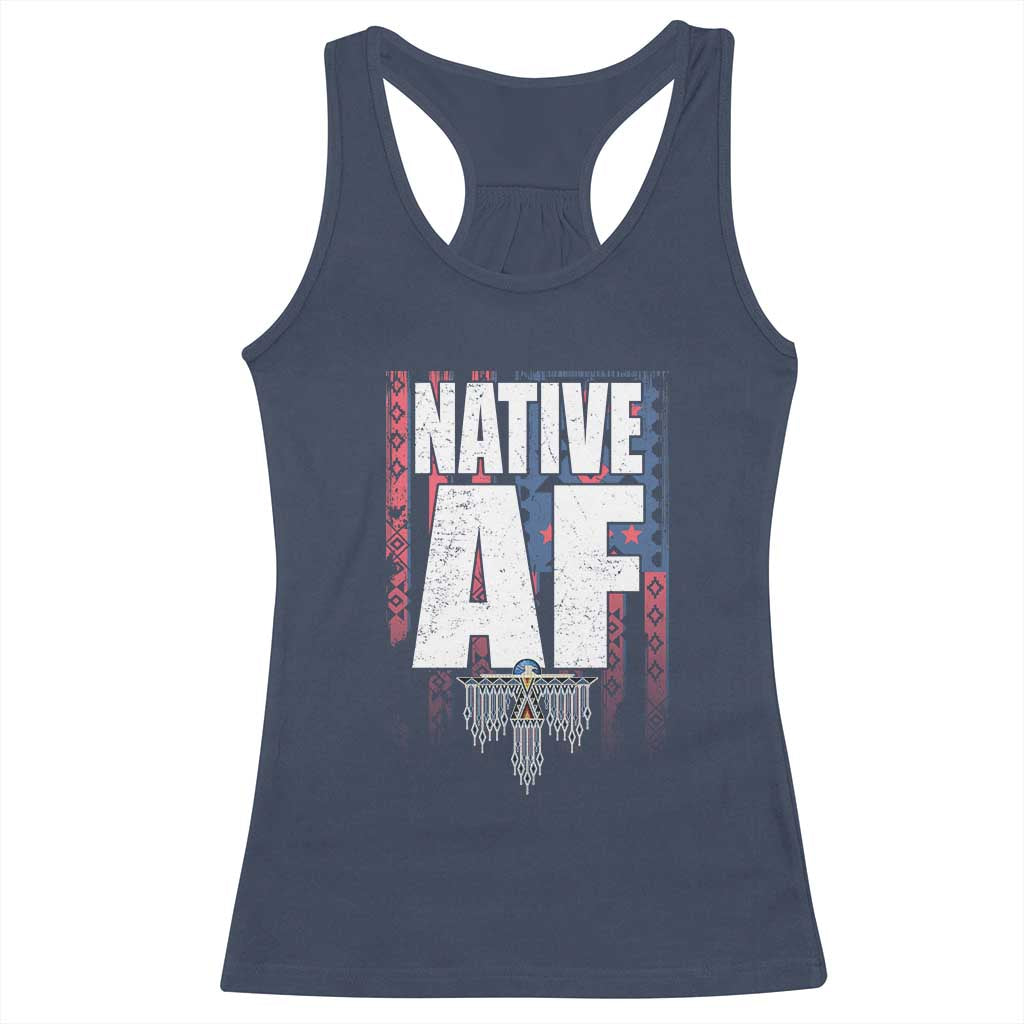 Native American Indian Racerback Tank Top Native AF Indigenous Vintage Thunderbird TS11 Navy Print Your Wear