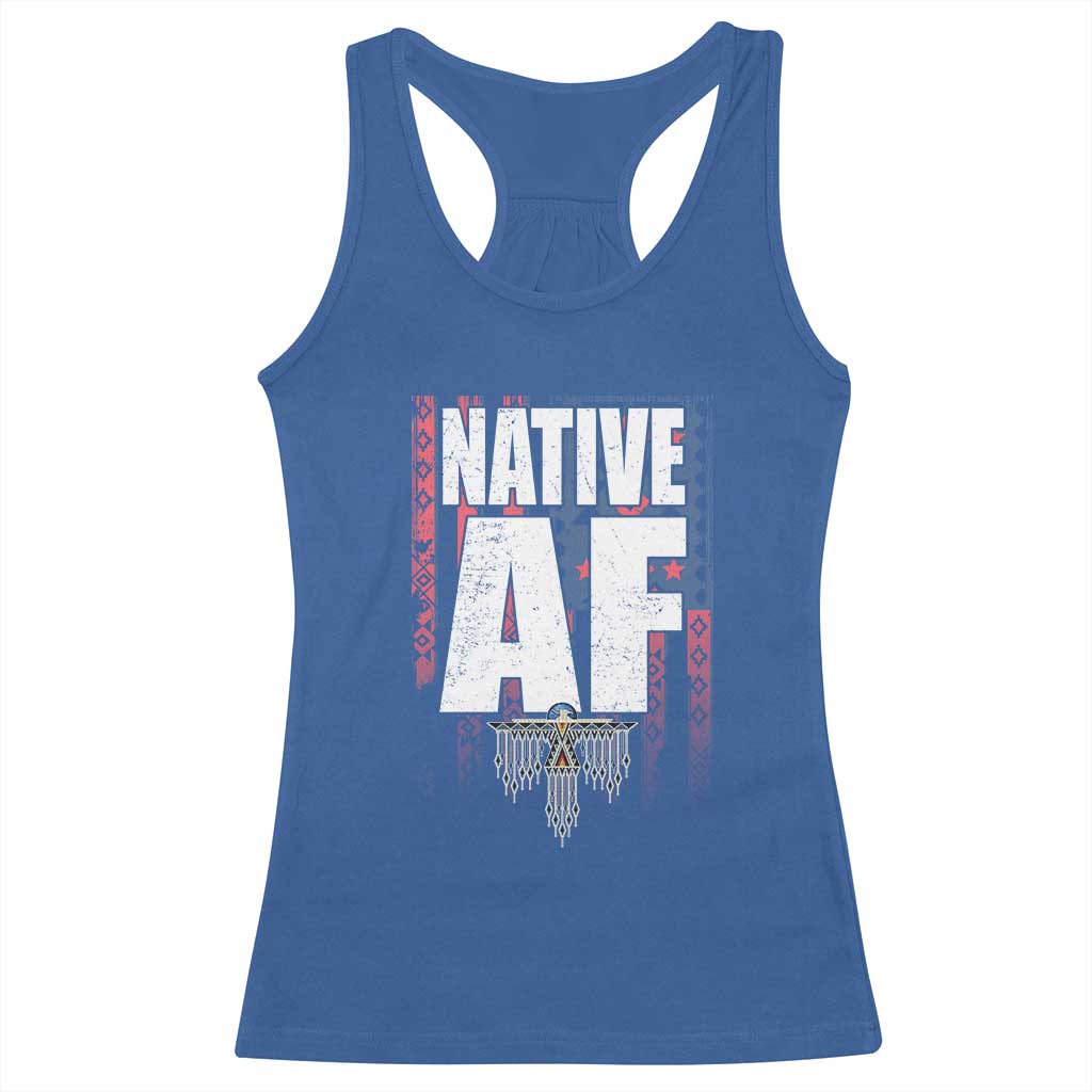 Native American Indian Racerback Tank Top Native AF Indigenous Vintage Thunderbird TS11 Royal Blue Print Your Wear