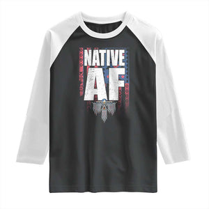 Native American Indian Raglan Shirt Native AF Indigenous Vintage Thunderbird TS11 Black White Print Your Wear