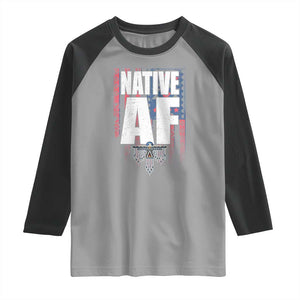 Native American Indian Raglan Shirt Native AF Indigenous Vintage Thunderbird TS11 Sport Gray Black Print Your Wear