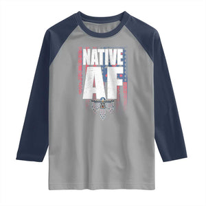 Native American Indian Raglan Shirt Native AF Indigenous Vintage Thunderbird TS11 Sport Gray Navy Print Your Wear