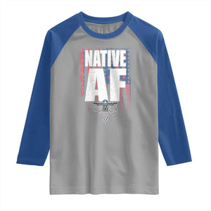 Native American Indian Raglan Shirt Native AF Indigenous Vintage Thunderbird TS11 Sport Gray Royal Print Your Wear