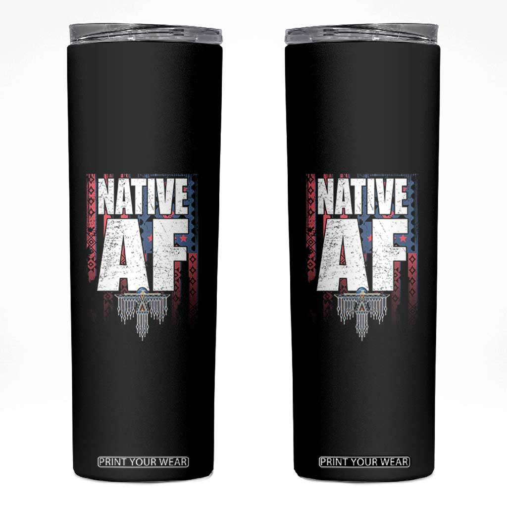Native American Indian Skinny Tumbler Native AF Indigenous Vintage Thunderbird TS11 Black Print Your Wear