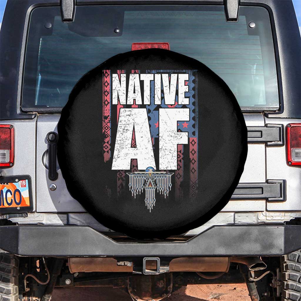 Native American Indian Spare Tire Cover Native AF Indigenous Vintage Thunderbird TS11 No hole Black Print Your Wear