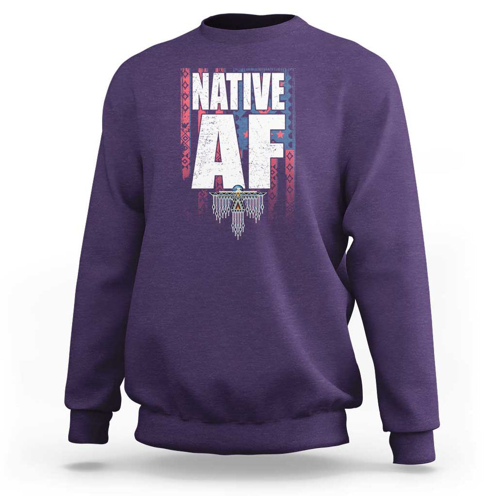Native American Indian Sweatshirt Native AF Indigenous Vintage Thunderbird TS11 Purple Print Your Wear