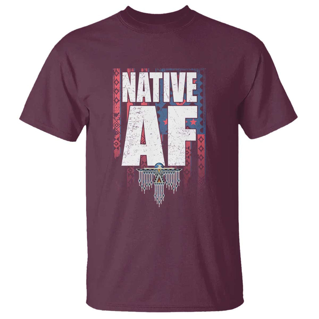 Native American Indian T Shirt Native AF Indigenous Vintage Thunderbird TS11 Maroon Print Your Wear