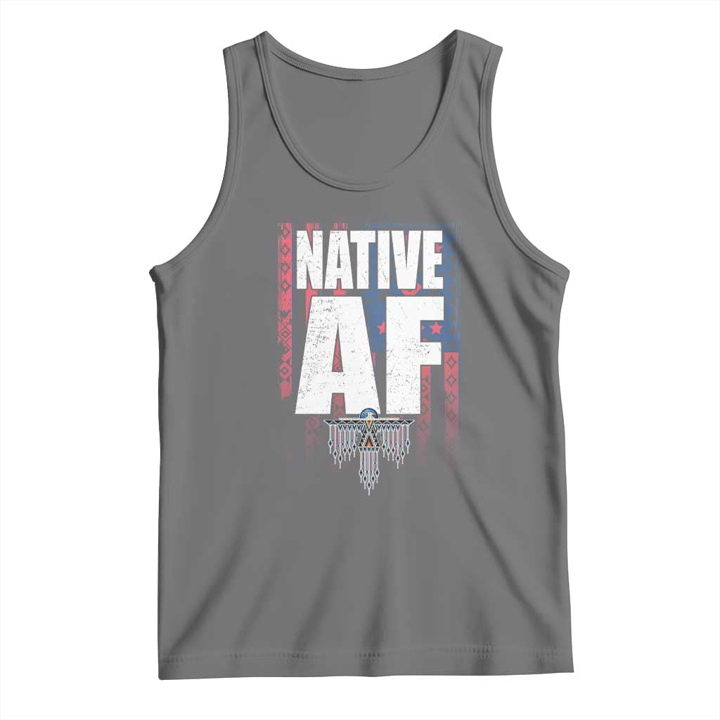 Native American Indian Tank Top Native AF Indigenous Vintage Thunderbird TS11 Black Heather Print Your Wear