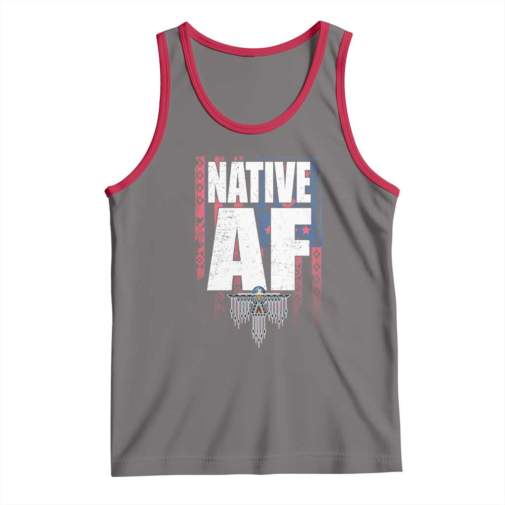 Native American Indian Tank Top Native AF Indigenous Vintage Thunderbird TS11 Deep Heather Red Print Your Wear