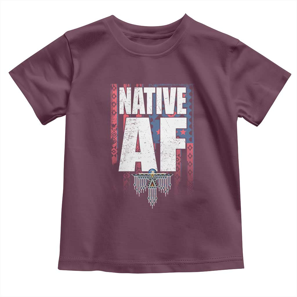 Native American Indian Toddler T Shirt Native AF Indigenous Vintage Thunderbird TS11 Maroon Print Your Wear