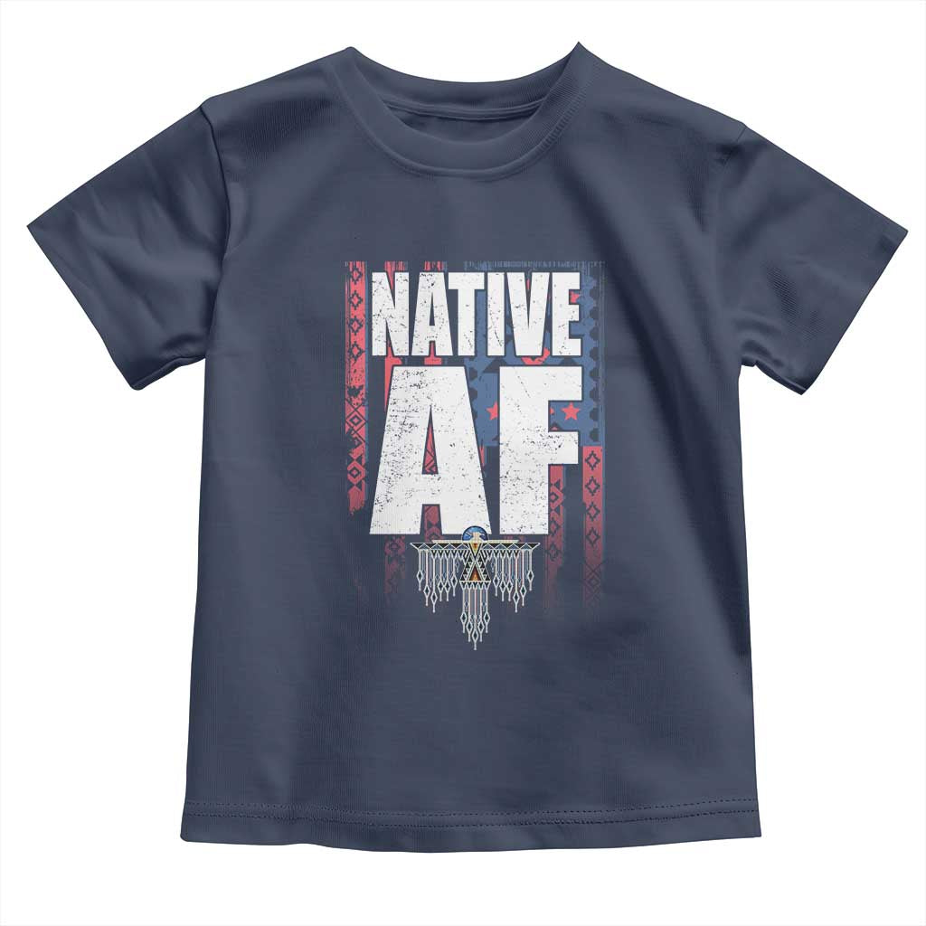 Native American Indian Toddler T Shirt Native AF Indigenous Vintage Thunderbird TS11 Navy Print Your Wear