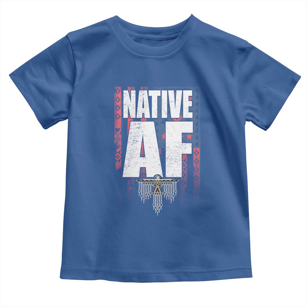 Native American Indian Toddler T Shirt Native AF Indigenous Vintage Thunderbird TS11 Royal Blue Print Your Wear