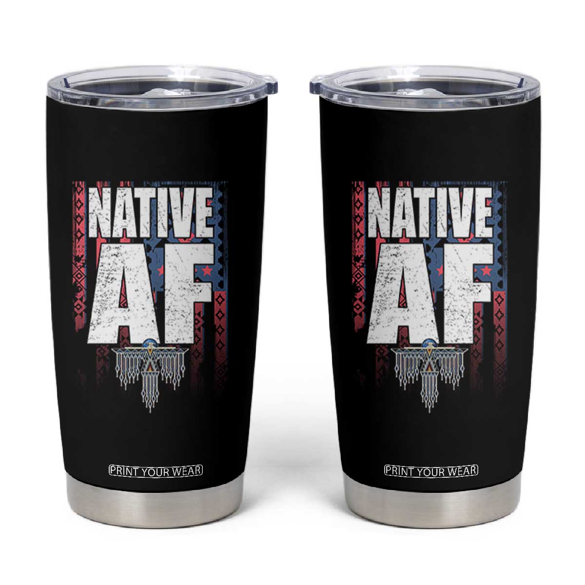 Native American Indian Tumbler Cup Native AF Indigenous Vintage Thunderbird TS11 Black Print Your Wear
