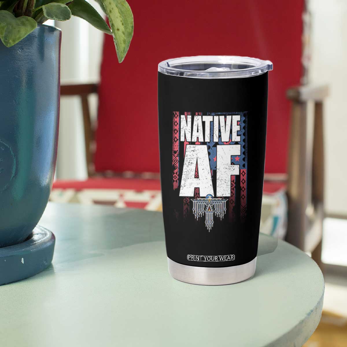 Native American Indian Tumbler Cup Native AF Indigenous Vintage Thunderbird TS11 Print Your Wear