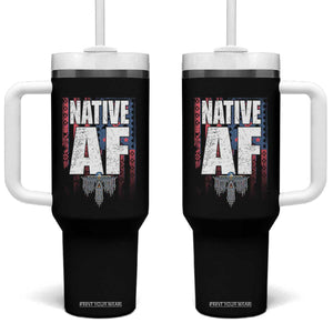 Native American Indian Tumbler With Handle Native AF Indigenous Vintage Thunderbird TS11 One Size: 40 oz Black Print Your Wear