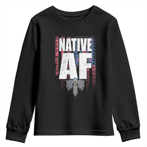 Native American Indian Youth Sweatshirt Native AF Indigenous Vintage Thunderbird TS11 Black Print Your Wear