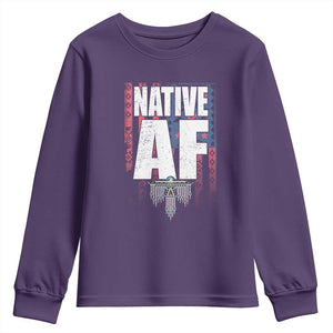 Native American Indian Youth Sweatshirt Native AF Indigenous Vintage Thunderbird TS11 Purple Print Your Wear